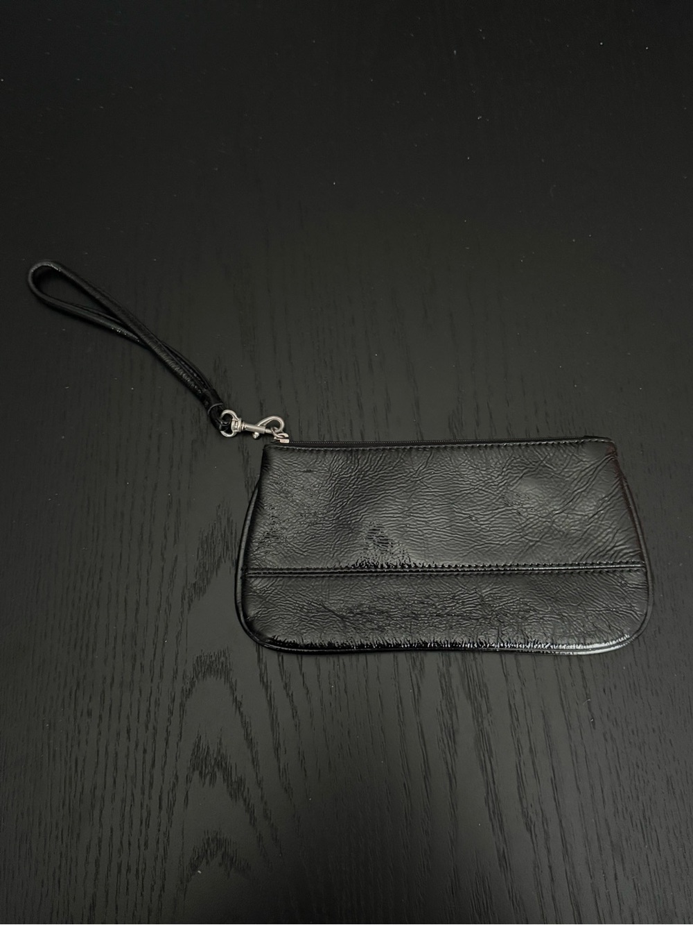 Wilsons Leather Black Patent Leather Wristlet